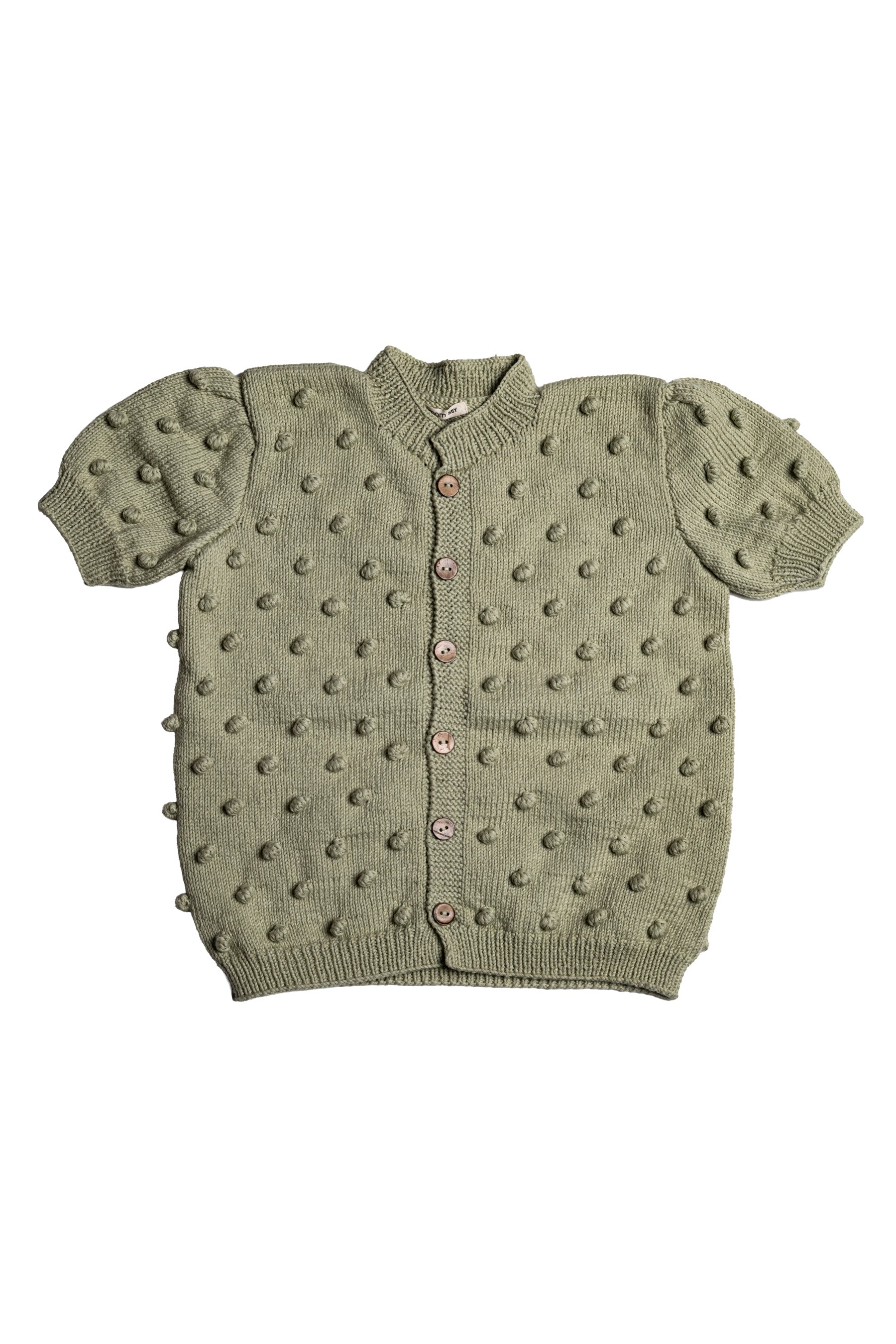 Popcorn Short Sleeve Cardigan - Sage – minimom