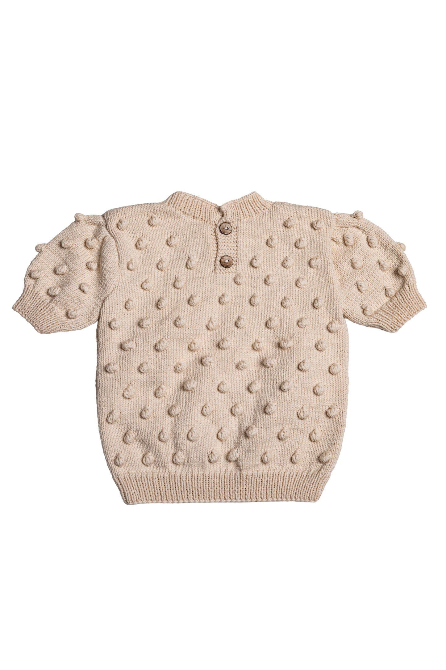Popcorn Short Sleeve Sweater - Cream