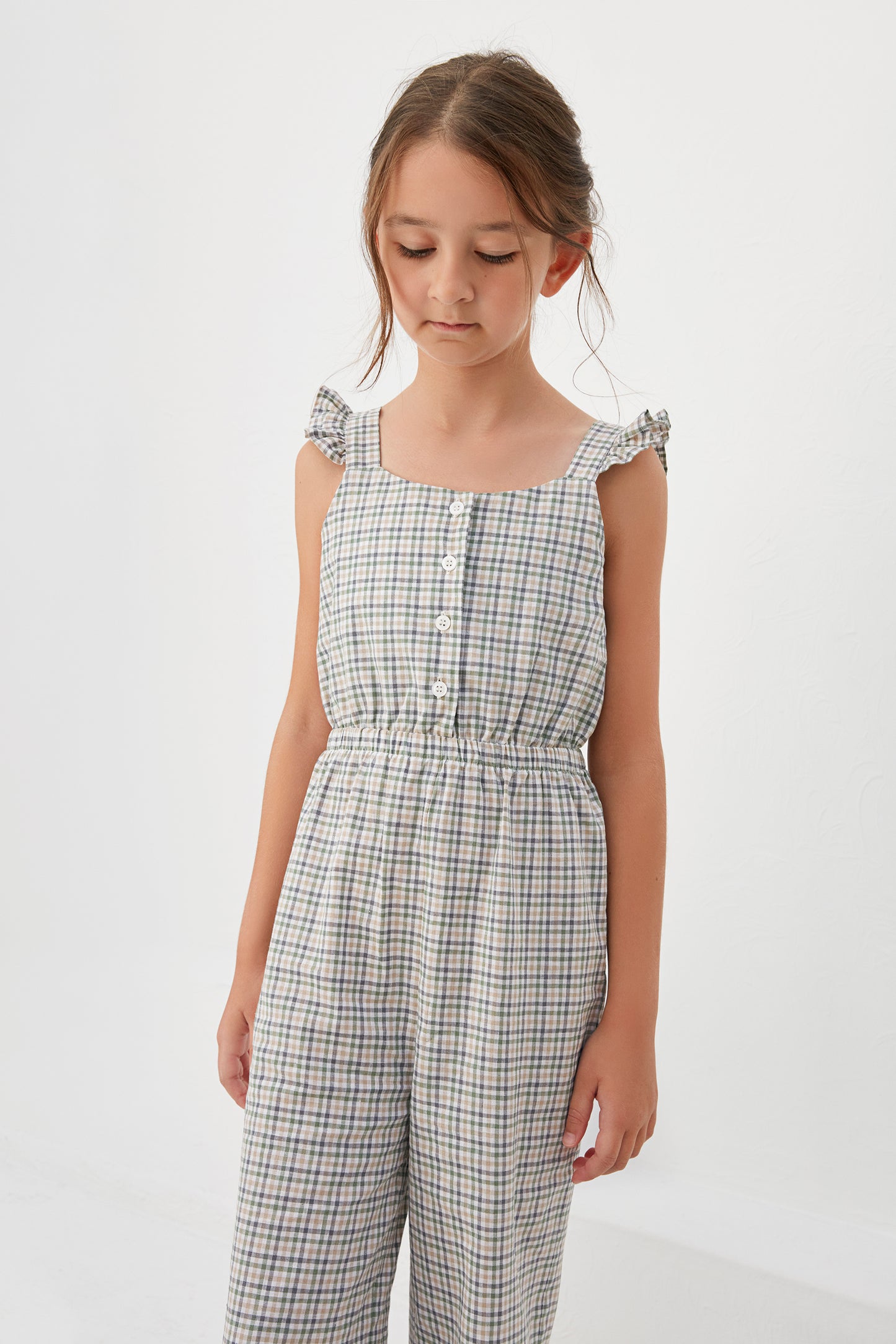 Martha Jumpsuit - Checked Green