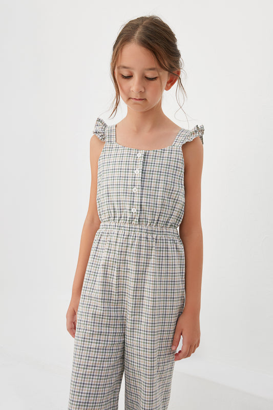 Martha Jumpsuit - Checked Green