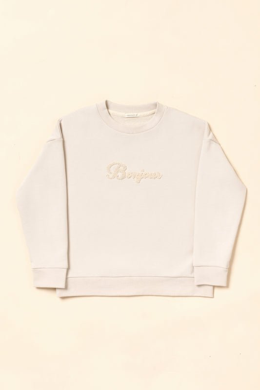 Bonjour Oversize Sweatshirt - Cream for Women