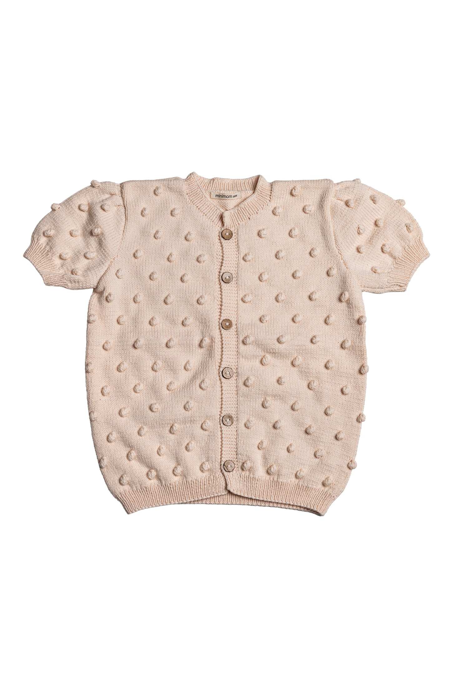Popcorn Short Sleeve Cardigan - Natural