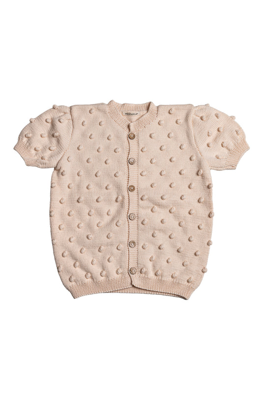 Popcorn Short Sleeve Cardigan - Natural