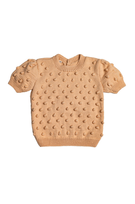 Popcorn Short Sleeve Sweater - Tan