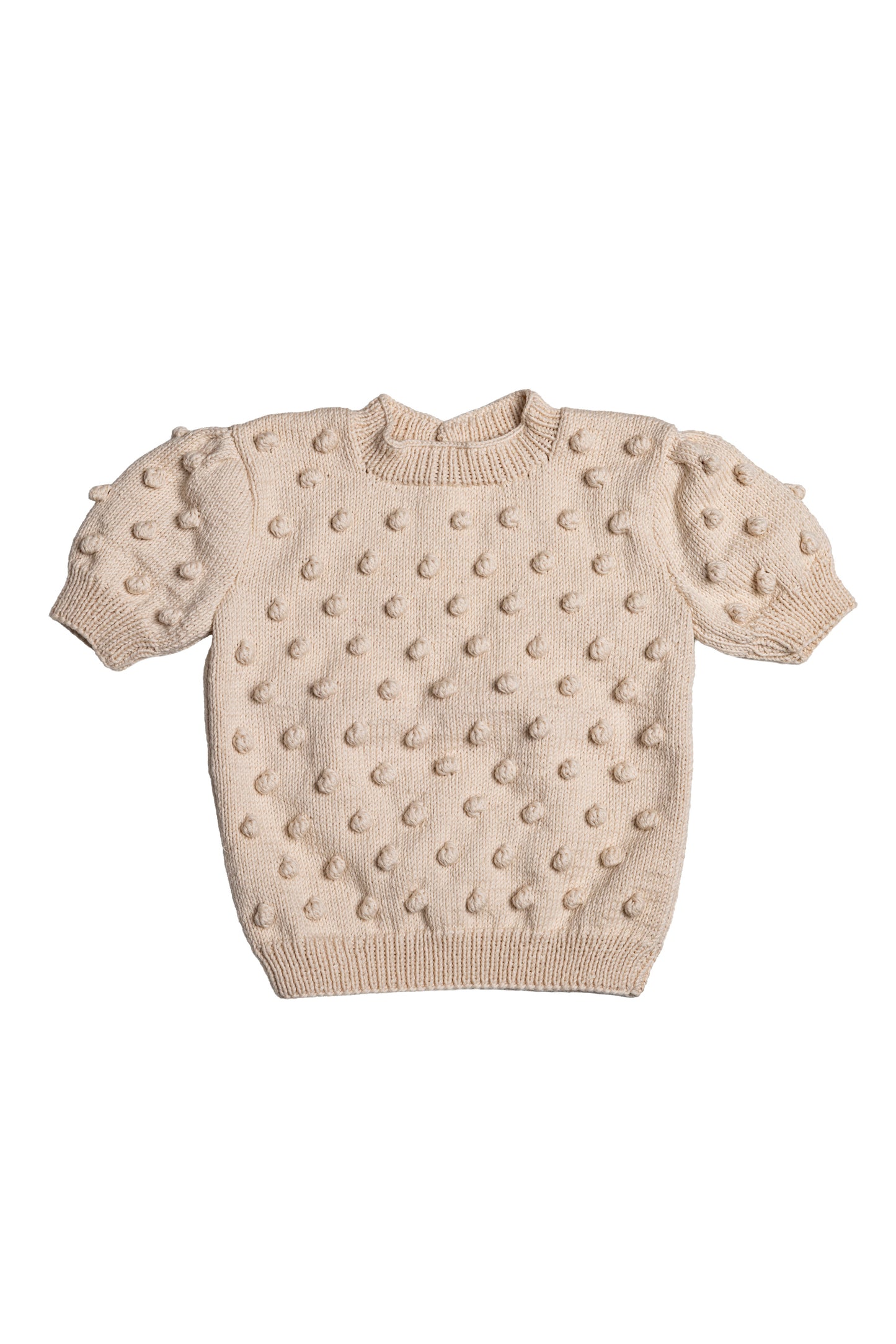 Popcorn Short Sleeve Sweater - Cream