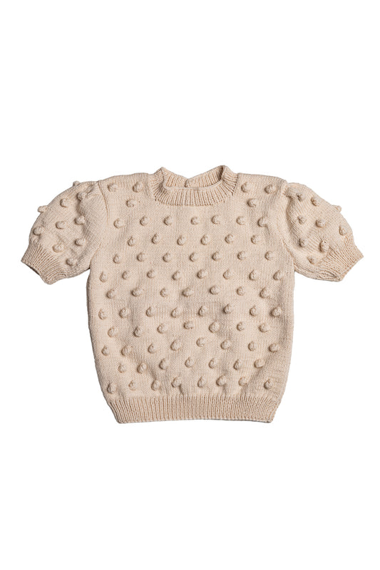 Popcorn Short Sleeve Sweater - Cream