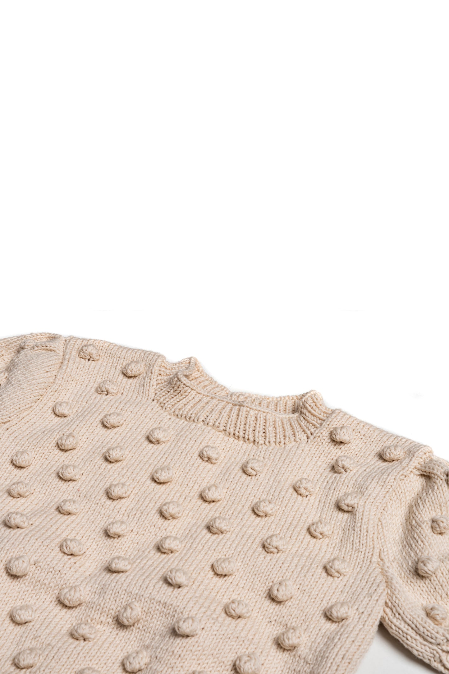 Popcorn Short Sleeve Sweater - Cream