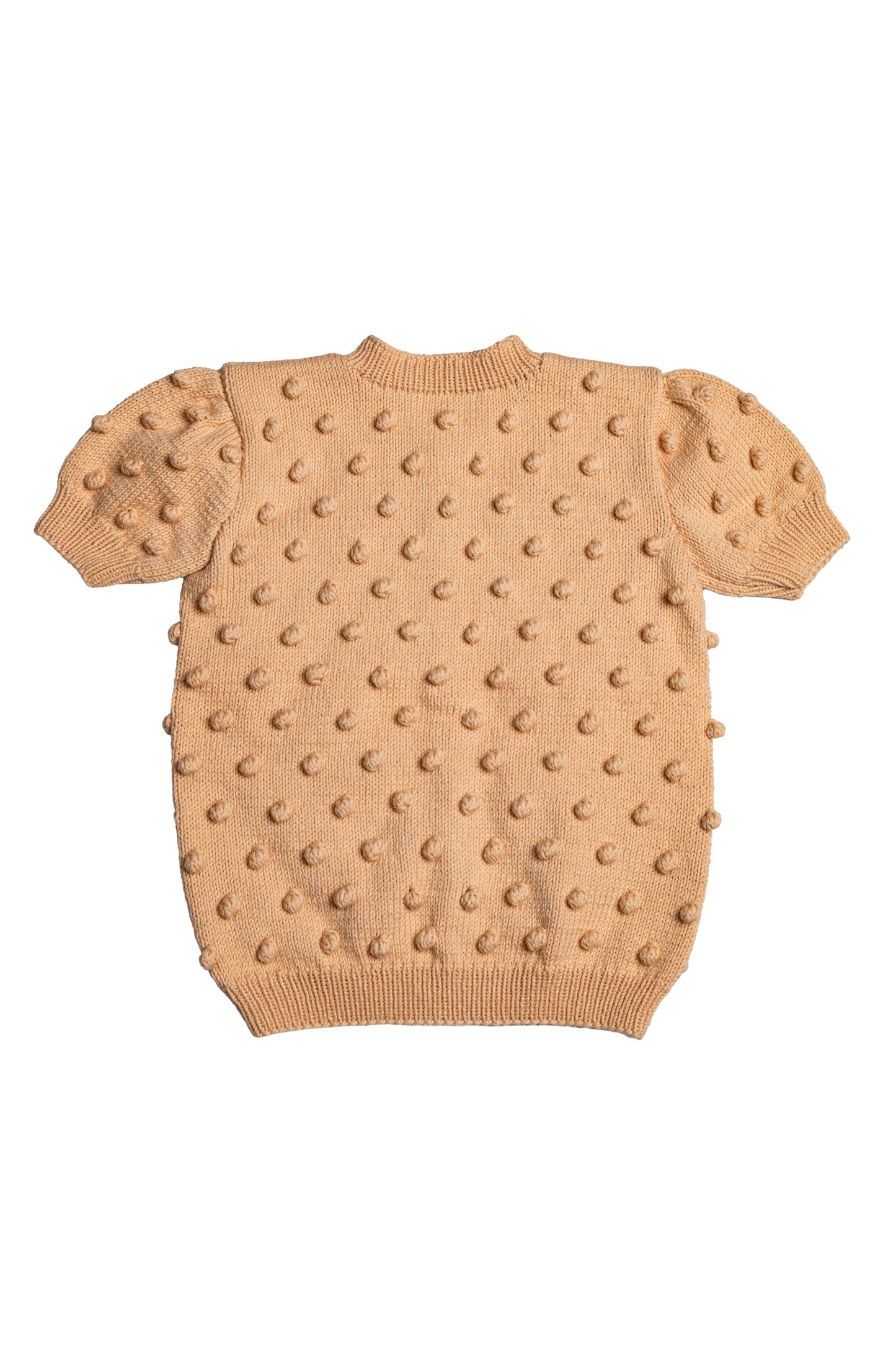 Popcorn Short Sleeve Cardigan - Tan