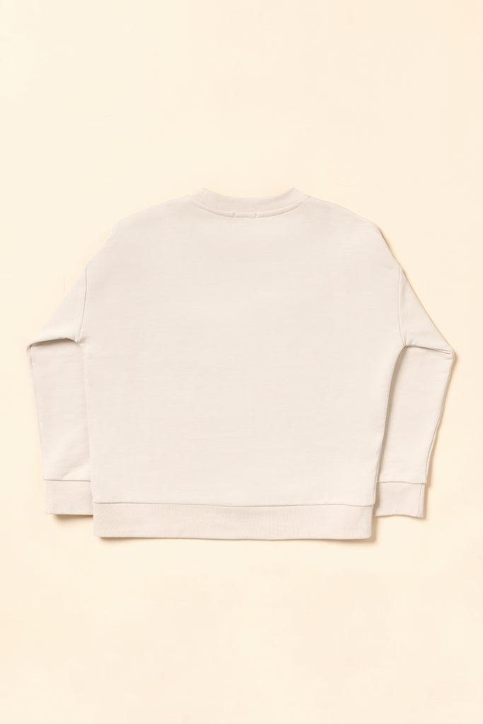 Bonjour Oversize Sweatshirt - Cream for Women